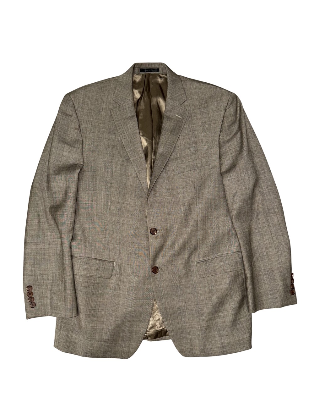 Lauren Ralph Lauren Suit Jacket Mens 44R Beige Check 2 Button Lord & Taylor